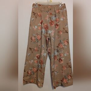 Floral Wide-Leg Cropped Pants Women's Medium New Boutique
